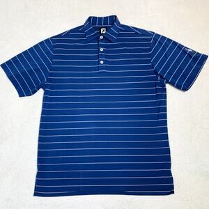 FootJoy Men's Golf Blue Stripe Embroidered Polo Shirt Sz M